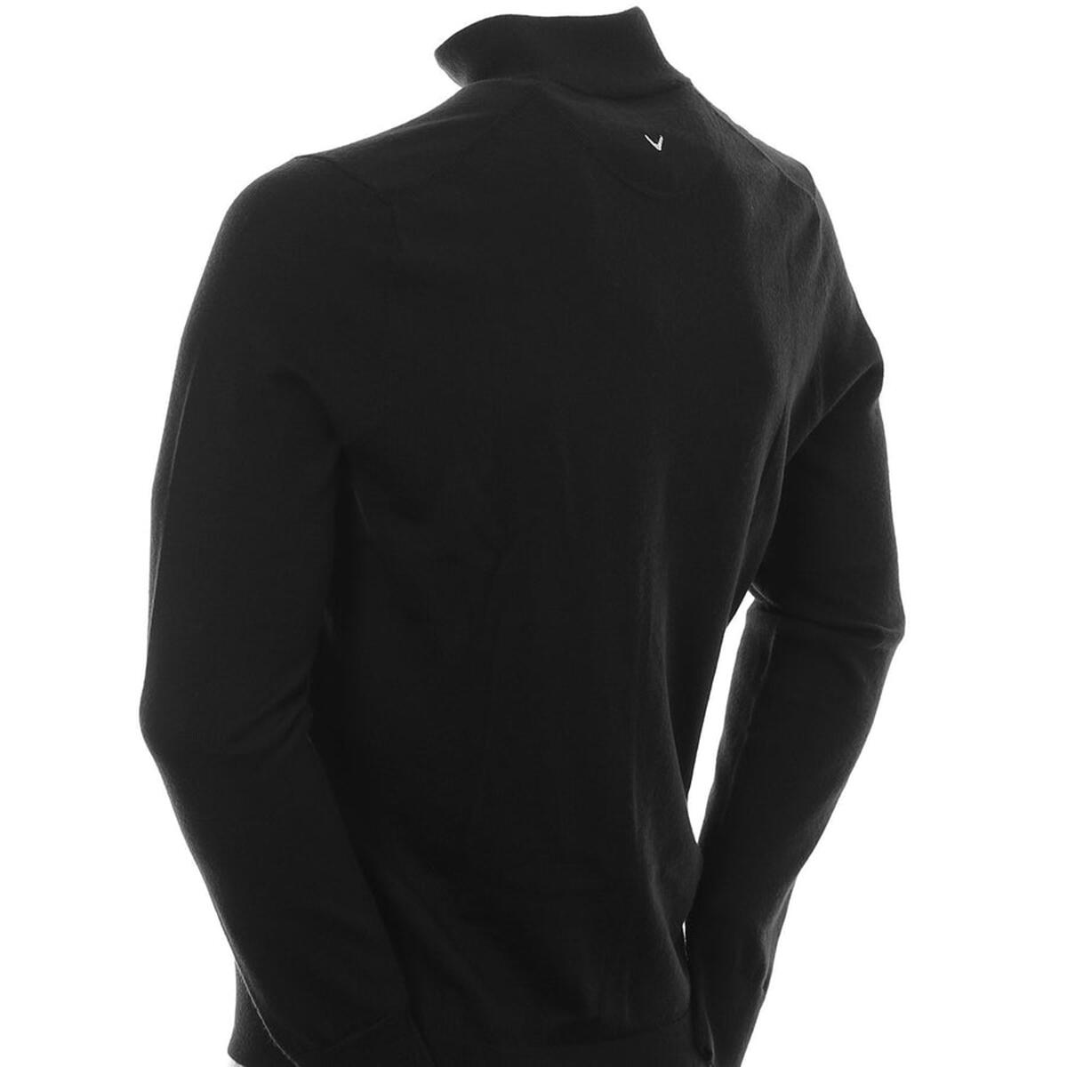 Mens Ribbed Zip Merino Sweater (Black Onyx) 2/4