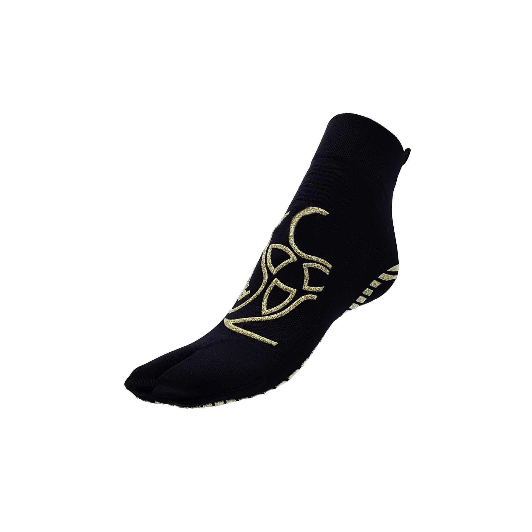 Pilates socks 1 finger adult fitness anti-slip antibacterial black gold