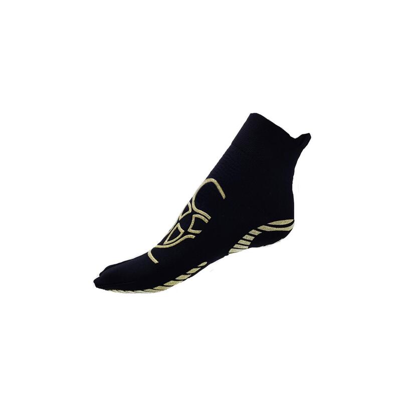 Chaussettes Pilates 1 finger adulte fitness antidérapantes antibactérien noir or