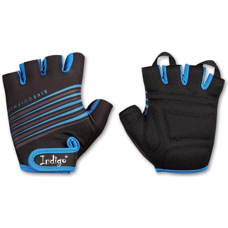 Guantes Fitness- Ciclismo INDIGO Negro- Azul Talle S