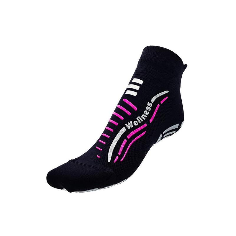 Calze tecniche Yoga Pilates adulti antiscivolo nero fucsia