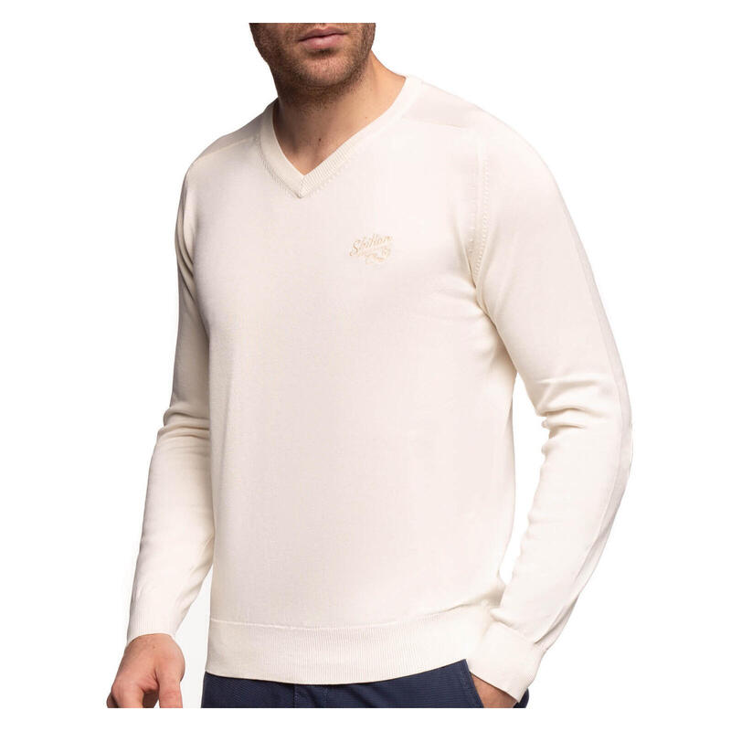Pull col V coudières fantaisies homme