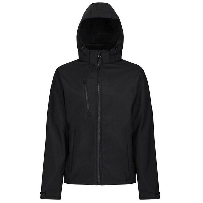 Mens Venturer Hooded Soft Shell Jacket (Black/Black)
