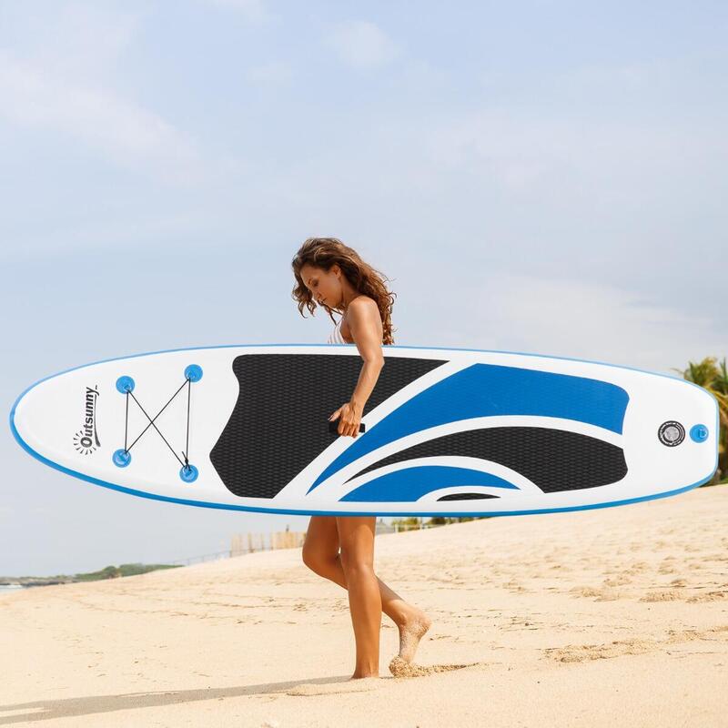 Tabla de paddle surf hinchable plegable Outsunny 300x76x15 cm blanco