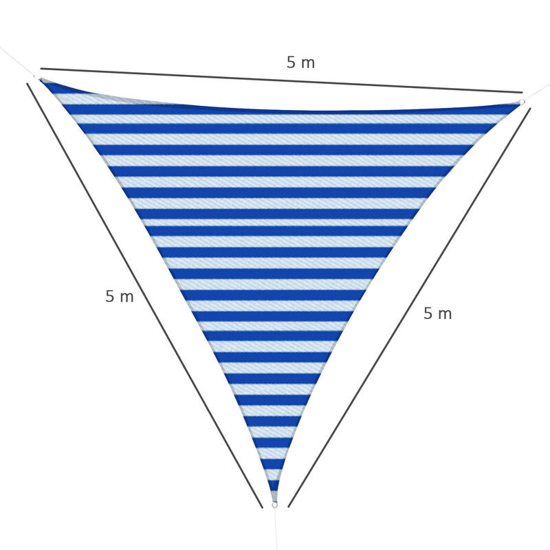 Toldo Vela Triangular 5x5x5 m Azul e Branco Outsunny