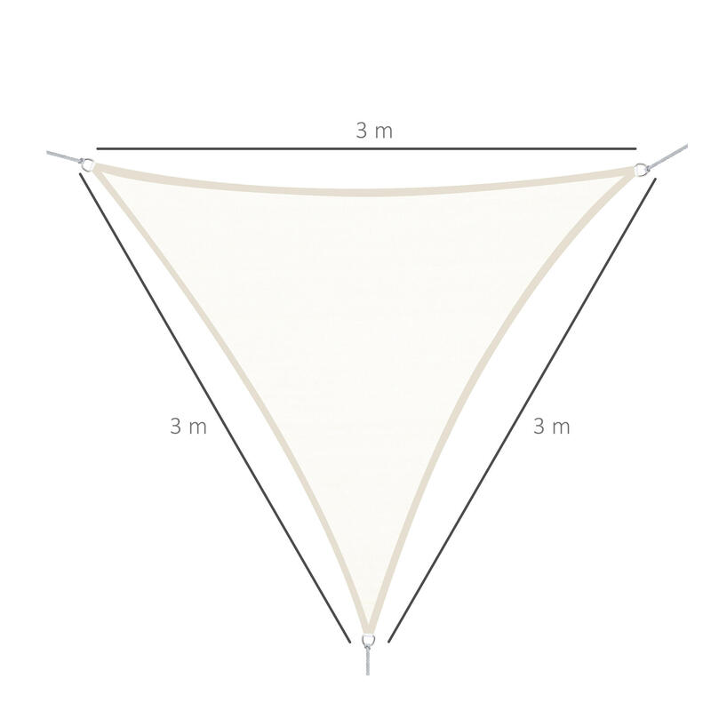 Toldo Vela Triangular Outsunny 300x300x300 cm crema