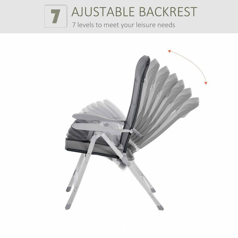 Outsunny Cadeira Campismo com Encosto Ajustável 75x61,5x114,5cm