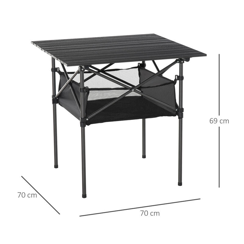 Mesa de camping plegable Outsunny negro 70x70x69 cm