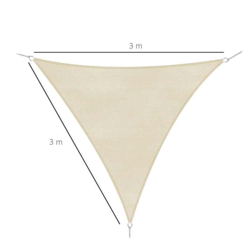 Toldo Vela Triangular Outsunny 300x300x300 cm Crema