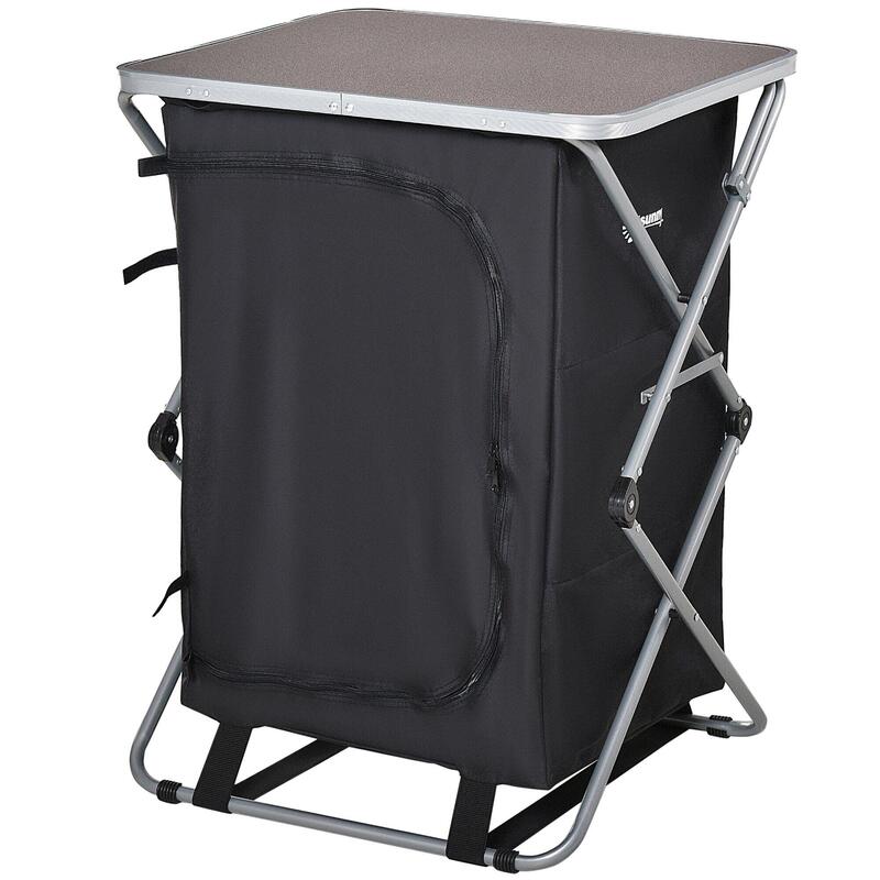 Armario cocina de camping Outsunny negro 58x65x93 cm