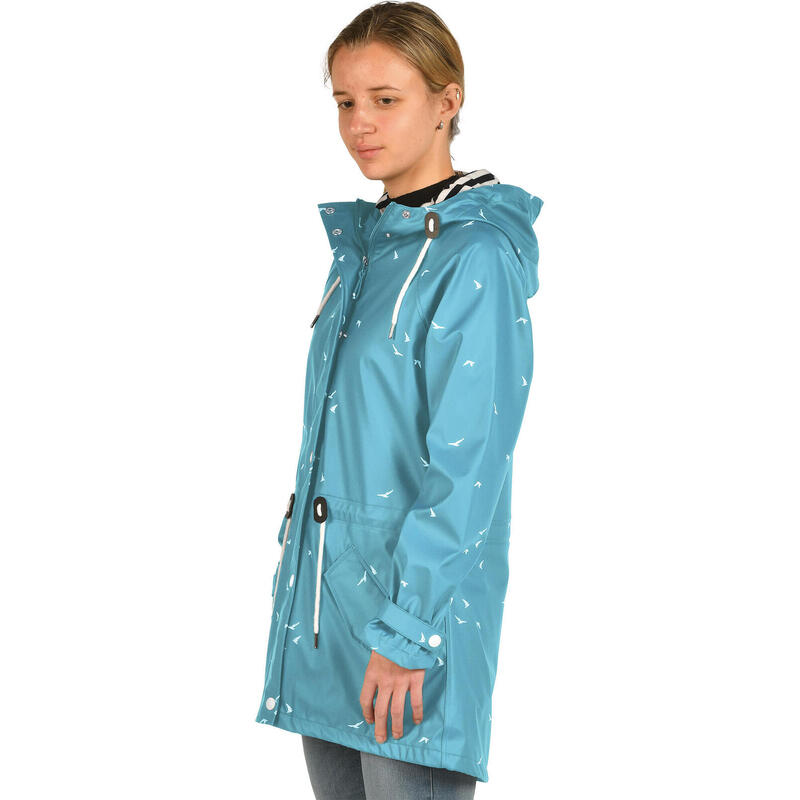 Raincoat Mesdames avec Hood Polyester / Polyuréthane Blue Taille 34