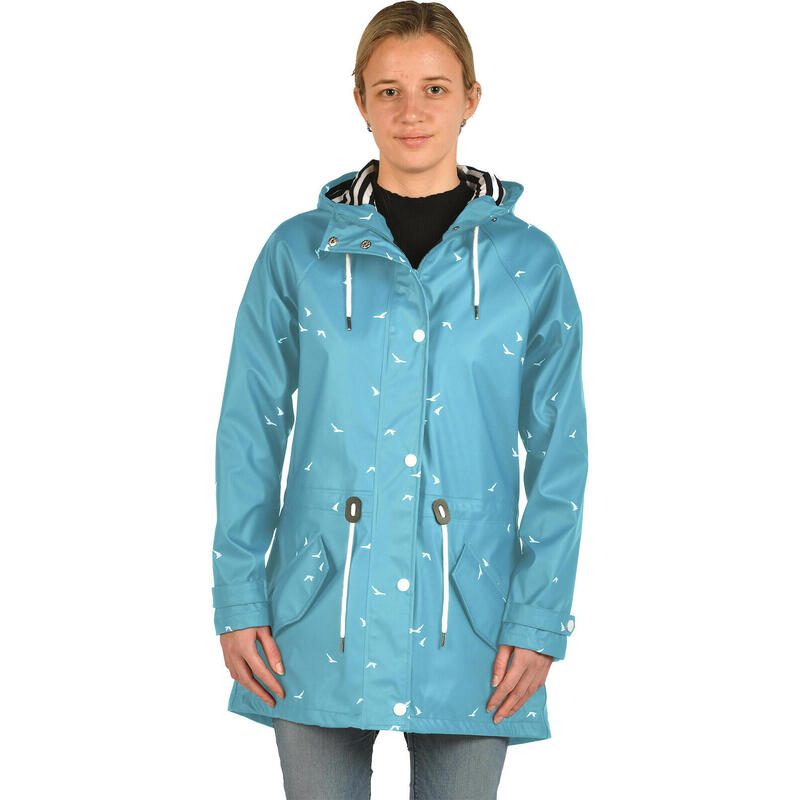 Raincoat Mesdames avec Hood Polyester / Polyuréthane Blue Taille 34