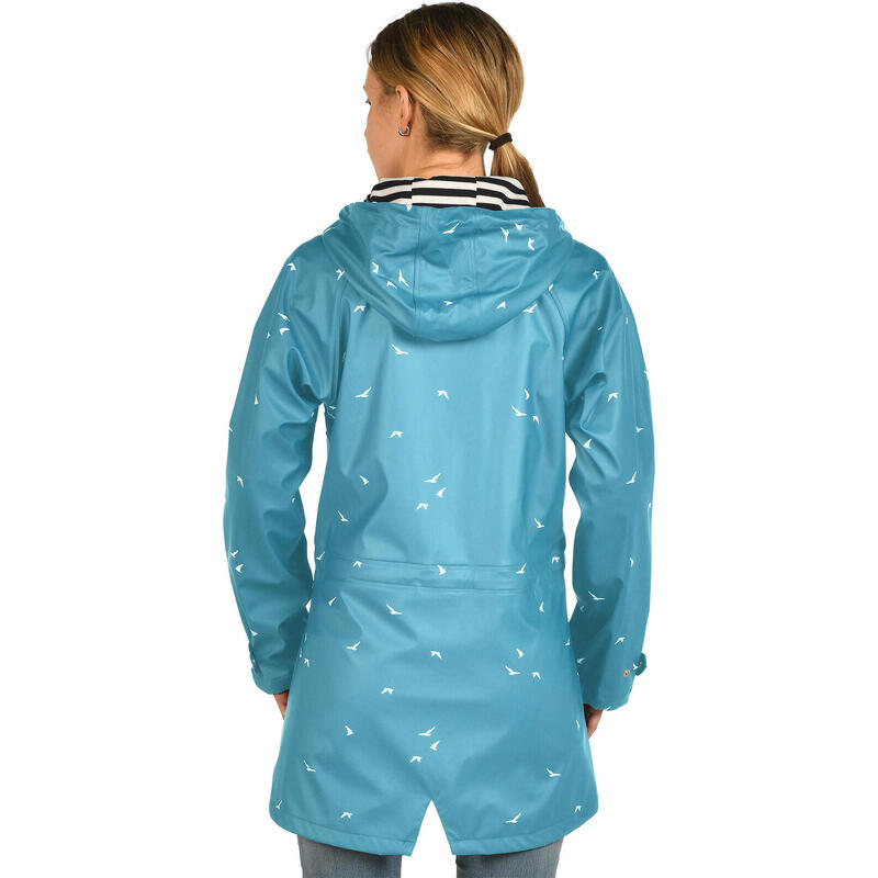 Raincoat Mesdames avec Hood Polyester / Polyuréthane Blue Taille 34