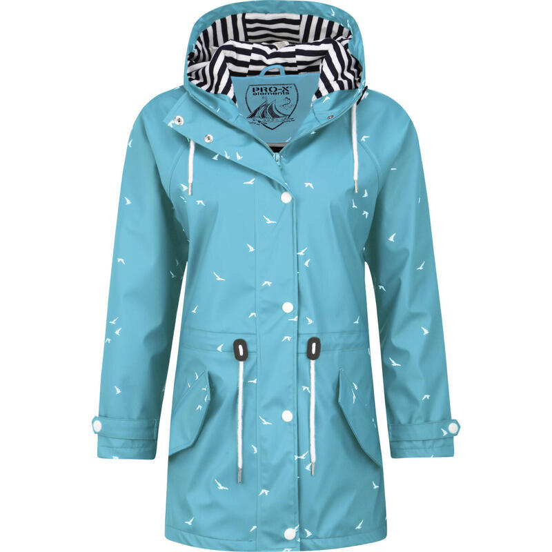 Raincoat Mesdames avec Hood Polyester / Polyuréthane Blue Taille 34