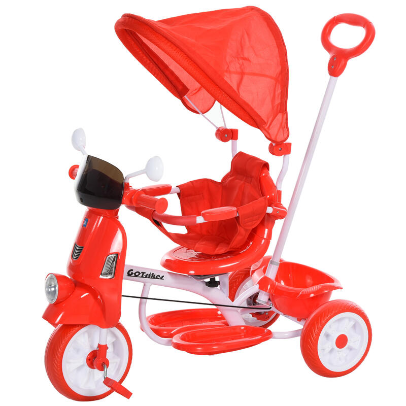 Triciclo para niños Homcom rojo 42x28x36,5 cm PP y metal y poliéster