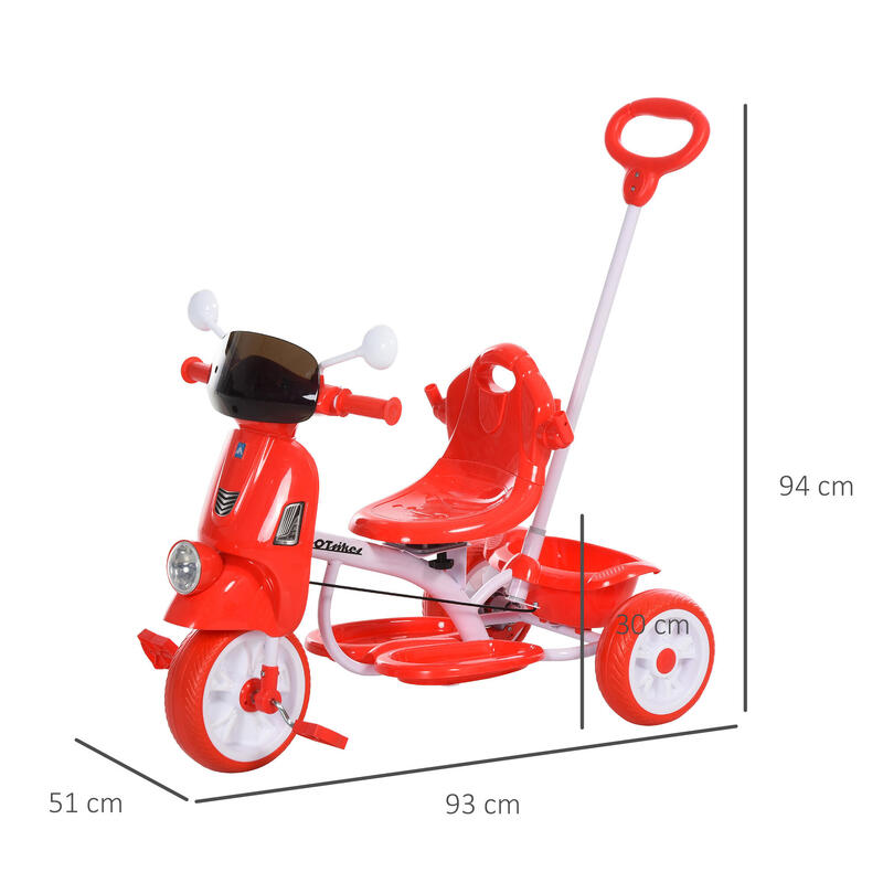 Triciclo para Niños HOMCOM 42 x 28 x 36.5 cm Rojo