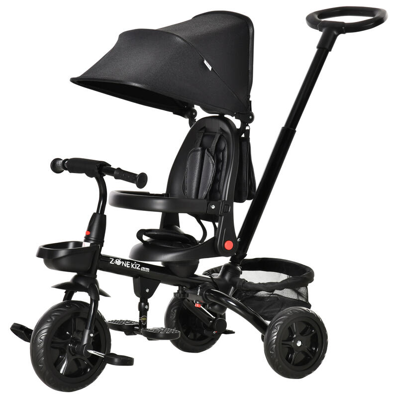 Triciclo para bebé con capota ajustable HOMCOM 111.5x52x98 cm negro