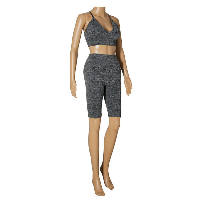 Xtreme Sportswear Crop Sport-top Lange Ärmel Damen Anthrazit Melange