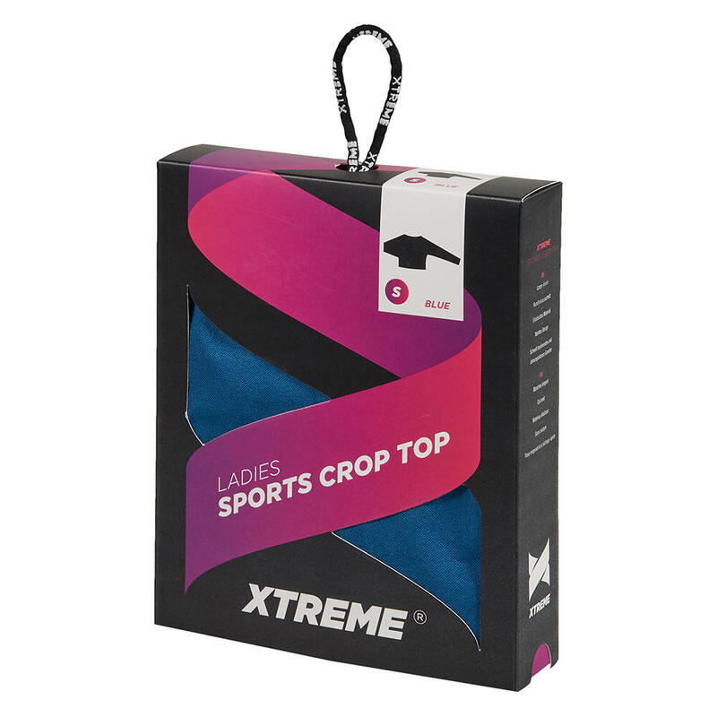 Xtreme - Sport crop top dames - Lange mouwen - Blauw - M - 1-Stuk - Sport top