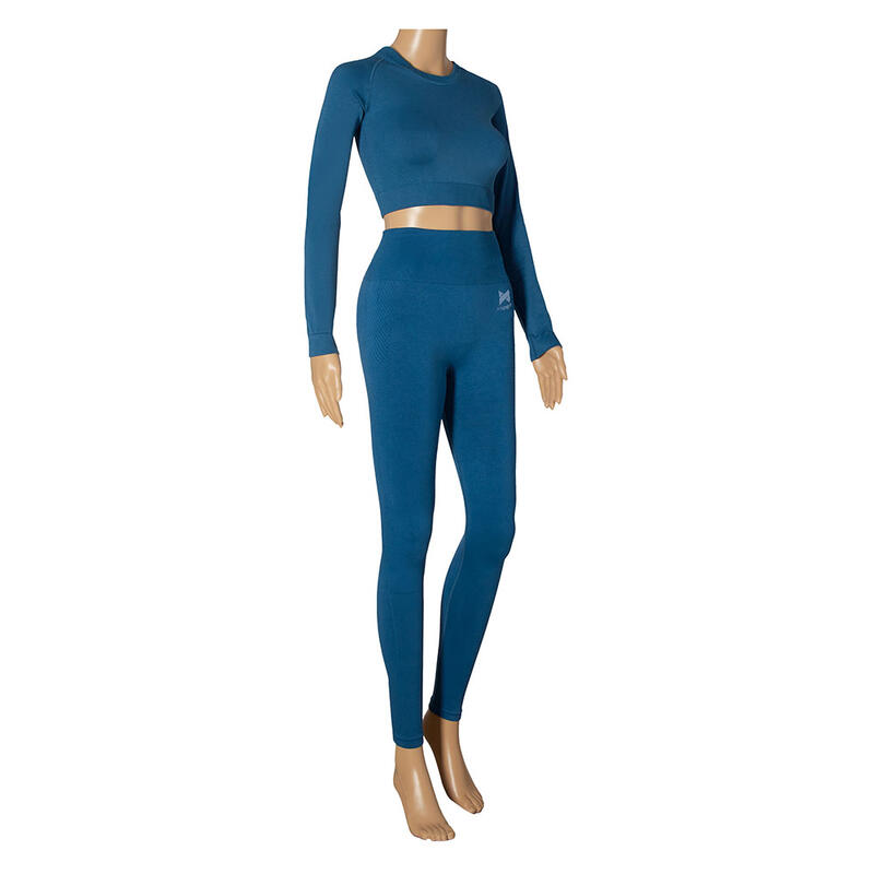 Xtreme Sportswear Crop Top de Sport Manches Longues Femme Bleu