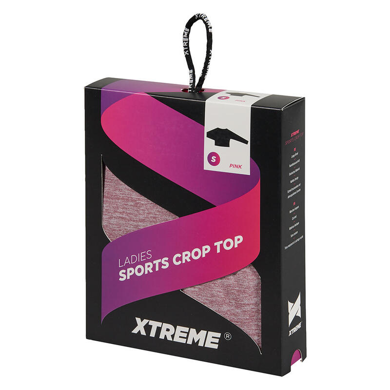 Xtreme - Sport crop top dames - Lange mouwen - Roze - L - 1-Stuk - Sport top