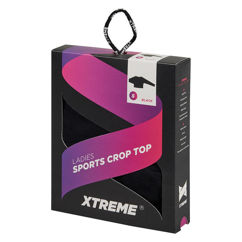 Xtreme - Sport crop top dames - Lange mouwen - Zwart - L - 1-Stuk - Sport top