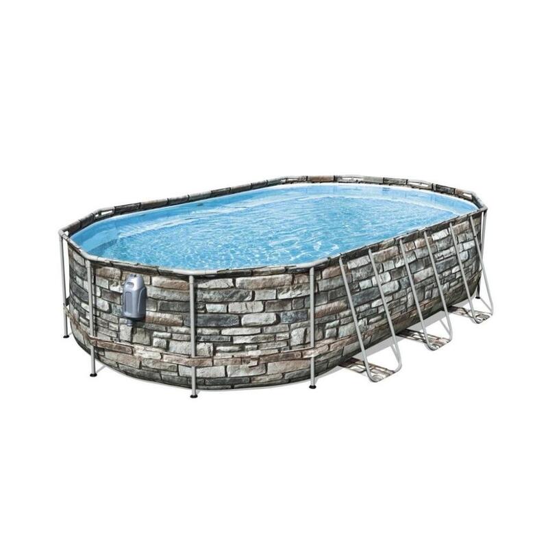 Bestway Ensemble de piscine ovale Power Steel Comfort 610x366x122 cm