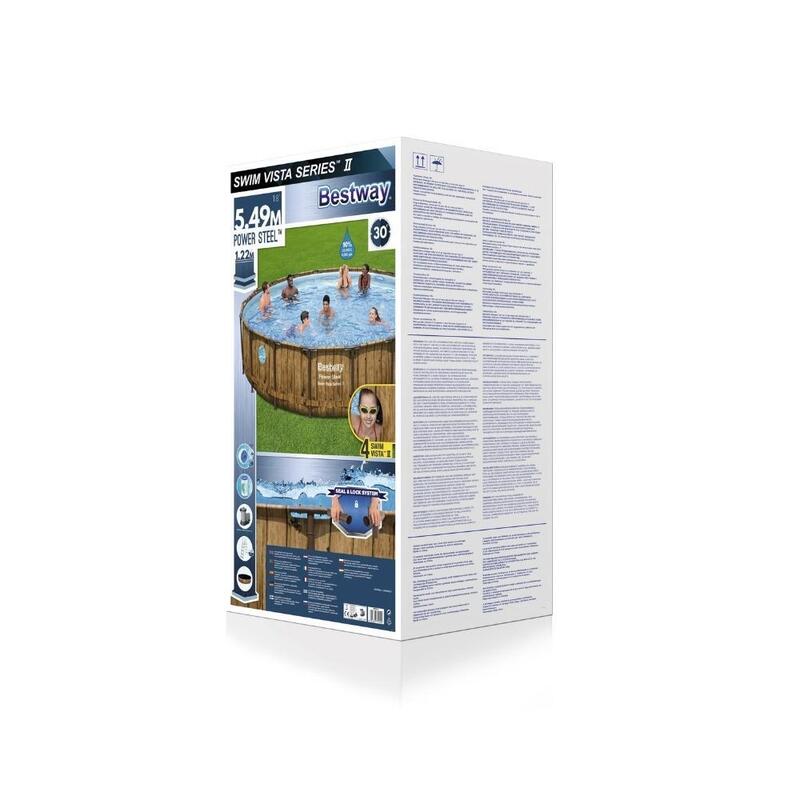 Bestway - Power Steel Swim Vista - Opzetzwembad - 549x122 cm - Houtprint