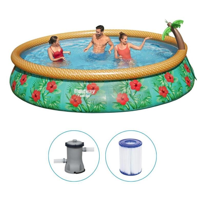 Bestway - Fast Set - Piscine gonflable - 457x84 cm - Impression du paradis