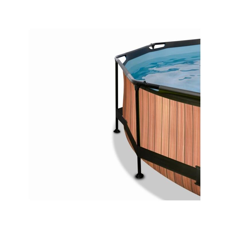 EXIT Wood zwembad ø360x76cm met filterpomp - bruin