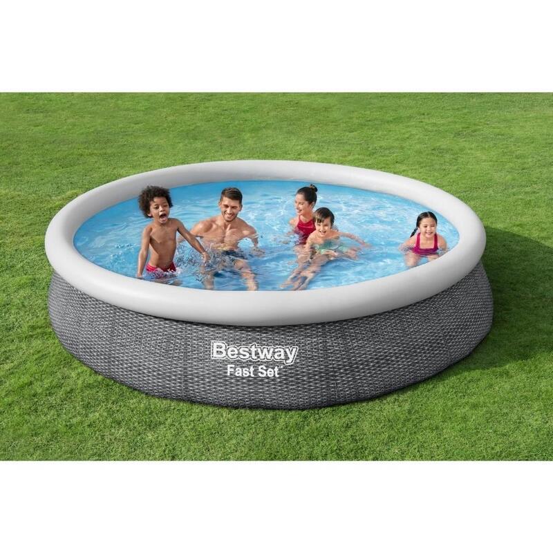 Piscine ensemble Bestway Fast Set rotin gris ronde Ø 366 x 76 cm