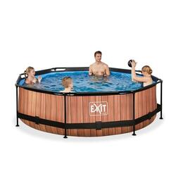 Zwembad - EXIT Wood zwembad ø300x76cm met filterpomp - bruin