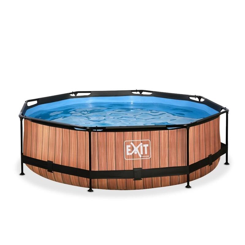 EXIT Wood Piscine ø300x76cm avec pompe de filtration - brun