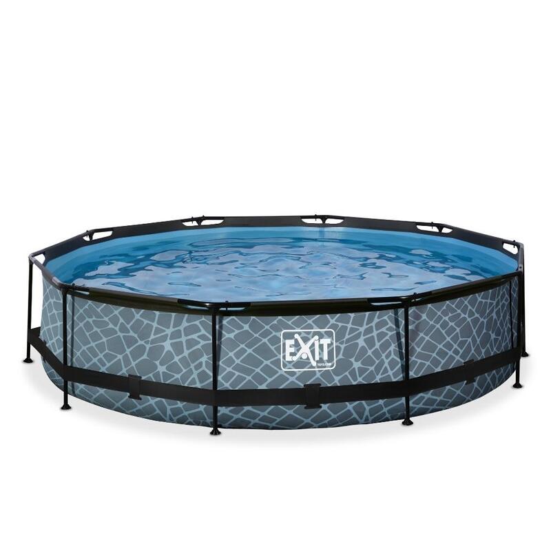 EXIT Zwembad Stone Grey - Frame Pool ø360x76cm - Inclusief accessoires