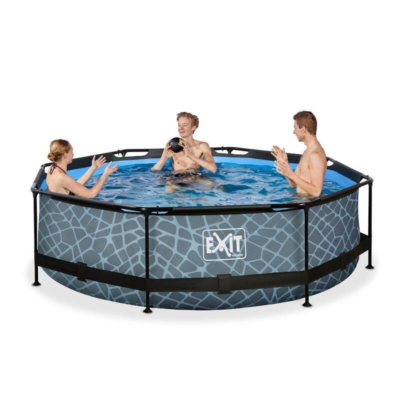 EXIT Stone Piscine ø300x76cm avec pompe de filtration - gris