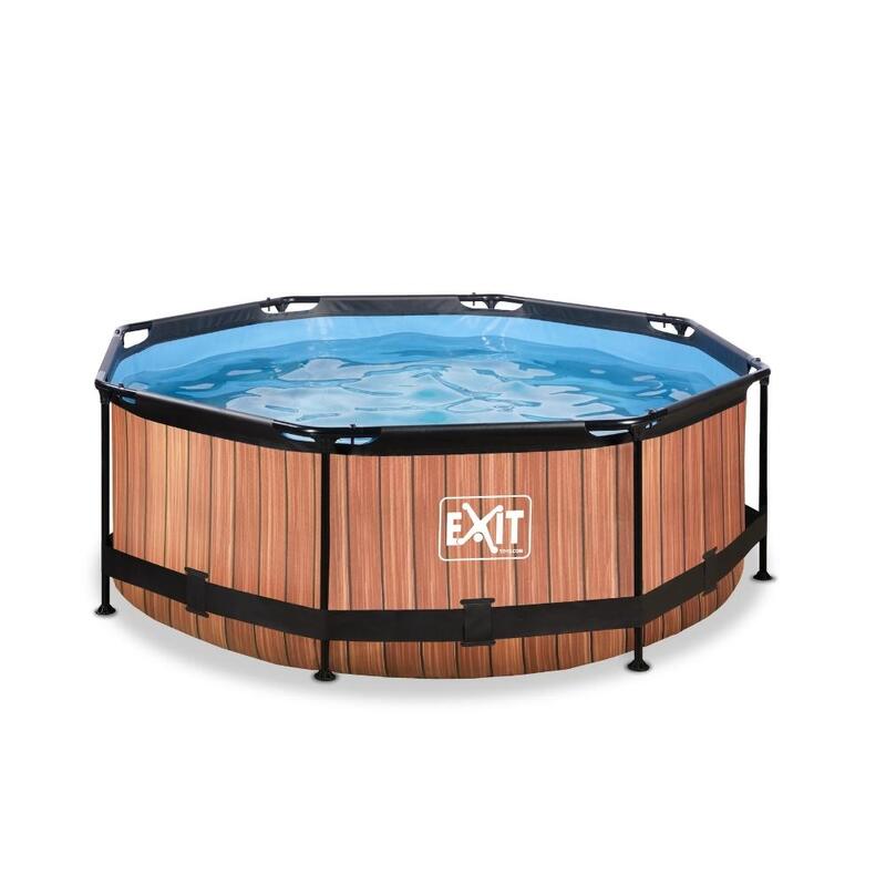 EXIT Wood Piscine ø244x76cm avec pompe de filtration - brun