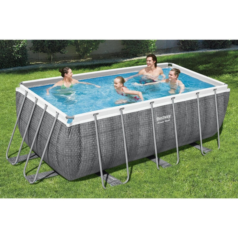 Bestway Power Steel Piscine ensemble rectangle rotin 412 x 201 x 122 cm