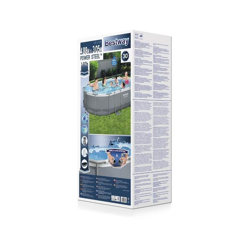 488 x 305 x 107 cm Bestway Power Steel Kit Piscine Ovale