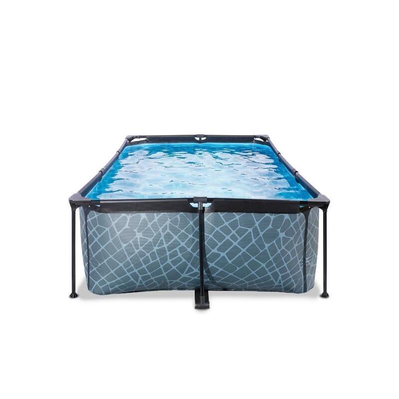 Zwembad - EXIT Stone zwembad 220x150x65cm met filterpomp - grijs