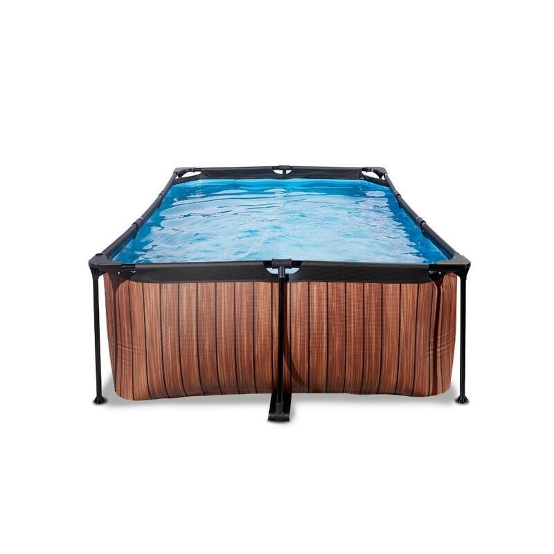 EXIT Wood Piscine 220x150x65cm avec pompe de filtration - brun