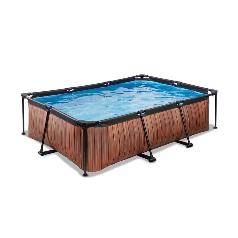EXIT Wood Pool 220x150x65cm mit Filterpumpe - Braun