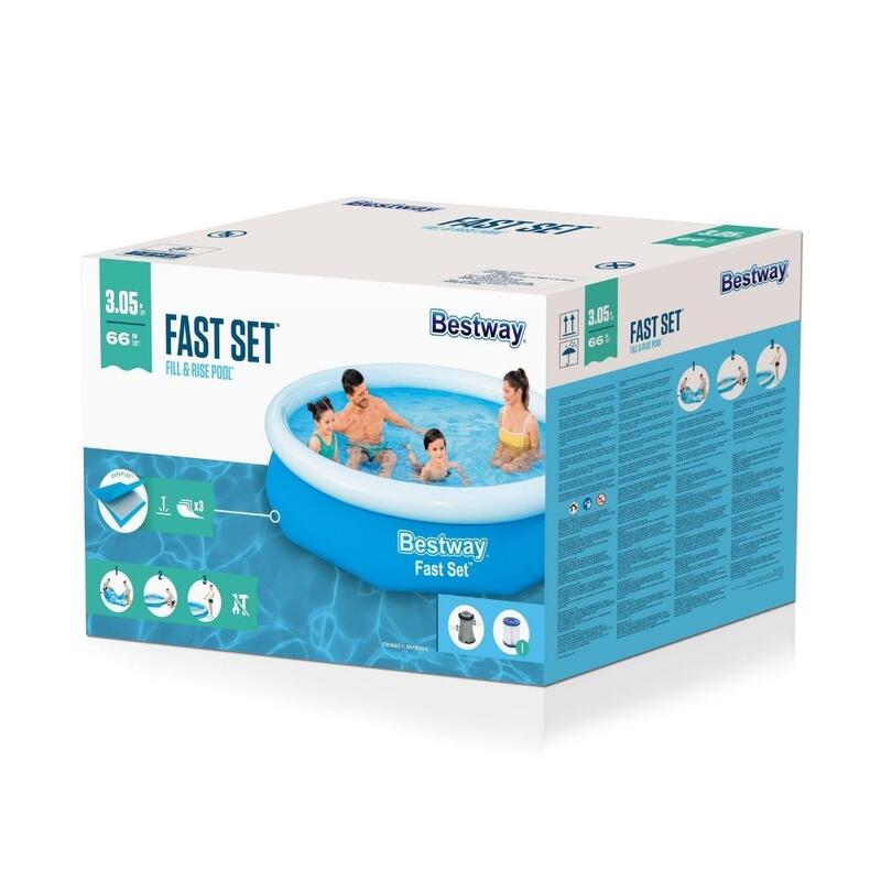 Bestway - Fast Set - Aufblasbarer Pool mit Filterpumpe - 305x66 cm - Rund