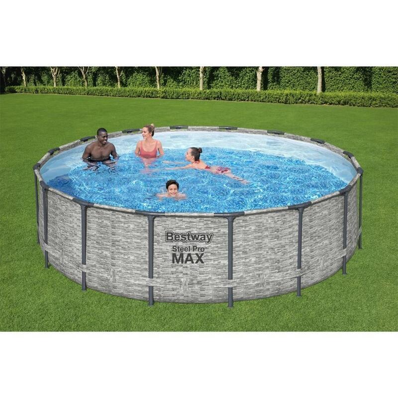 Bestway Steel Pro Max zwembad set rond steenprint Ø 488 x 122 cm