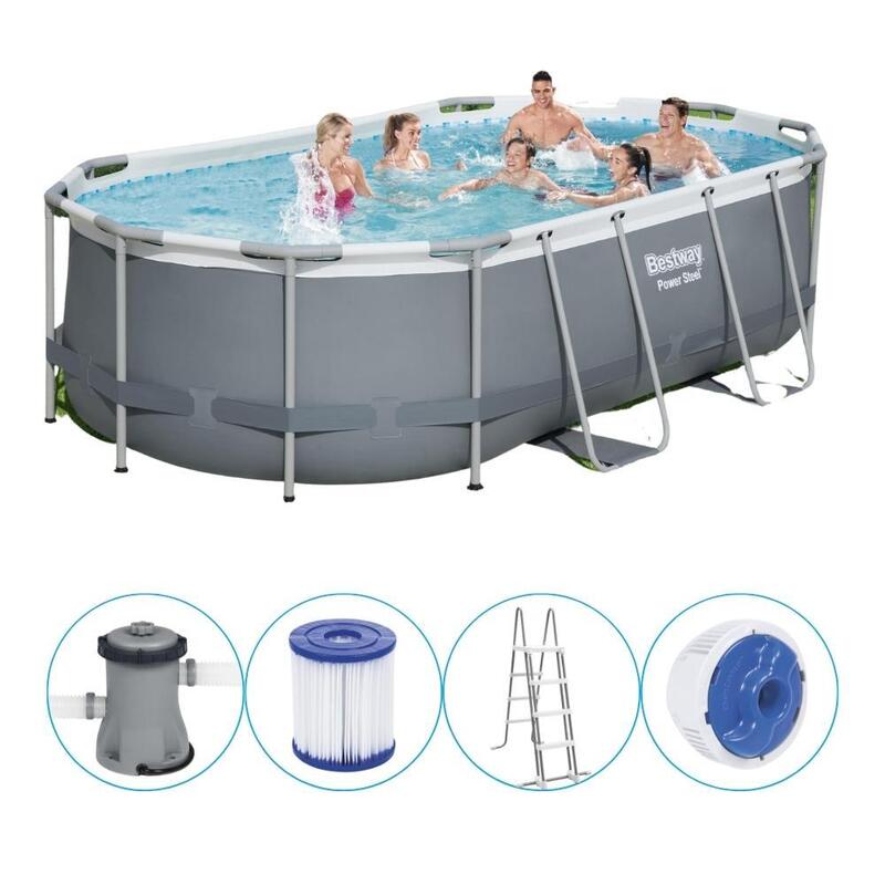 427 x 250 x 100 cm Bestway Power Steel Kit Piscine Ovale