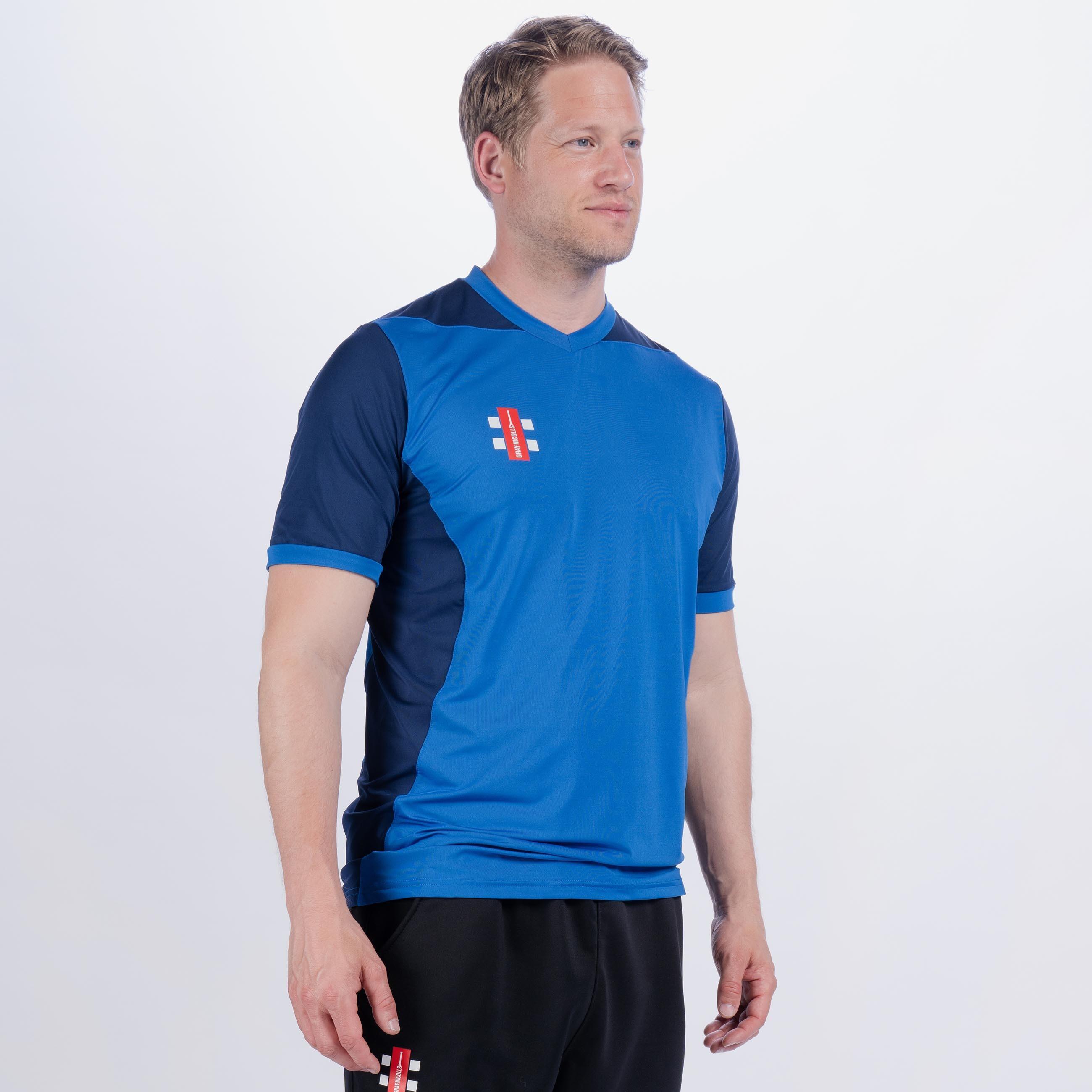 GRAY-NICOLLS Pro Performance T20 Short Sleeve Shirt, Royal / Navy, Adult
