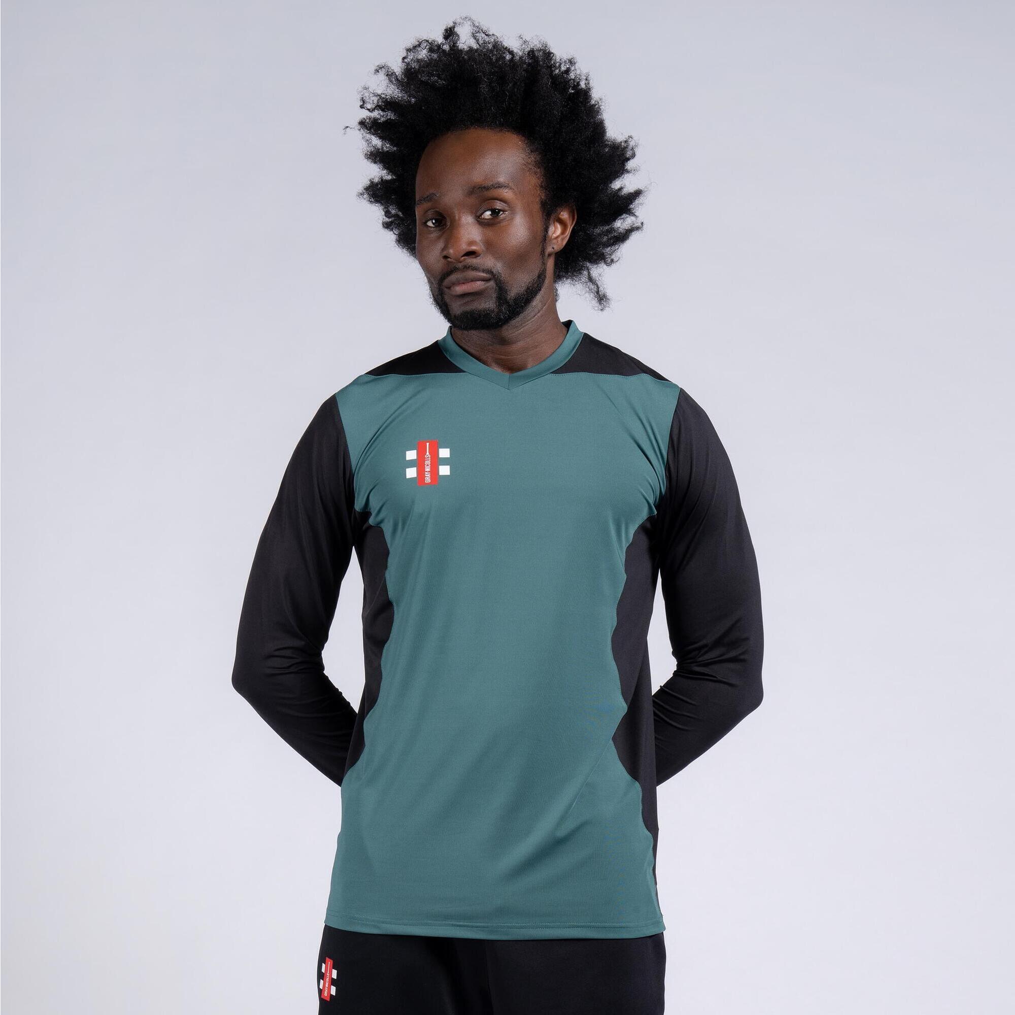 GRAY-NICOLLS Pro Performance T20 L/S Playing Shirt,Green/ Black,Adult