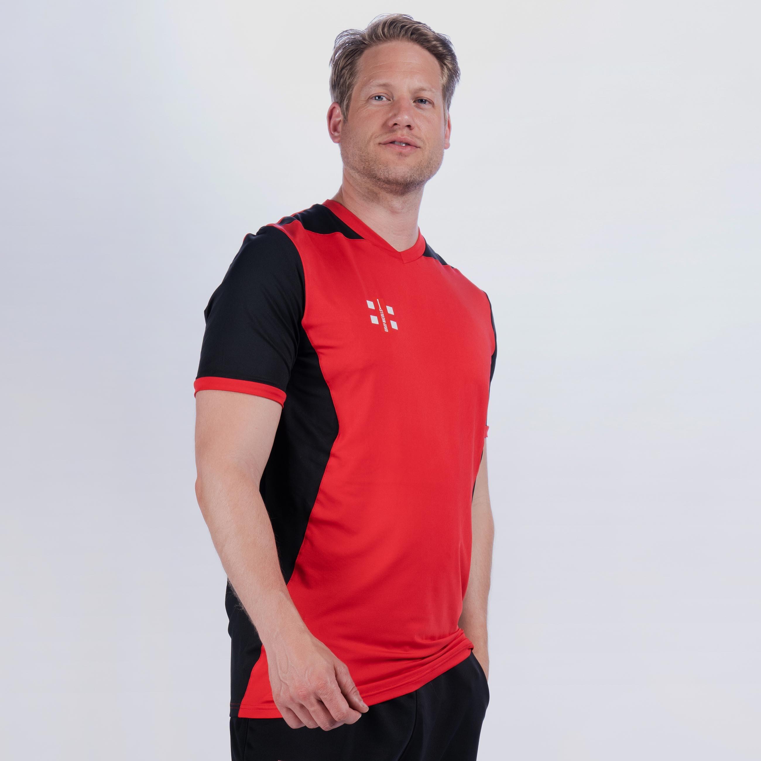 GRAY-NICOLLS Pro Performance T20 Short Sleeve Shirt, Red / Black,, Adult