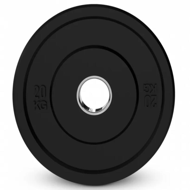 Disco Olímpico Bumper 20 Kg 50mm Musculación Fitness Negro