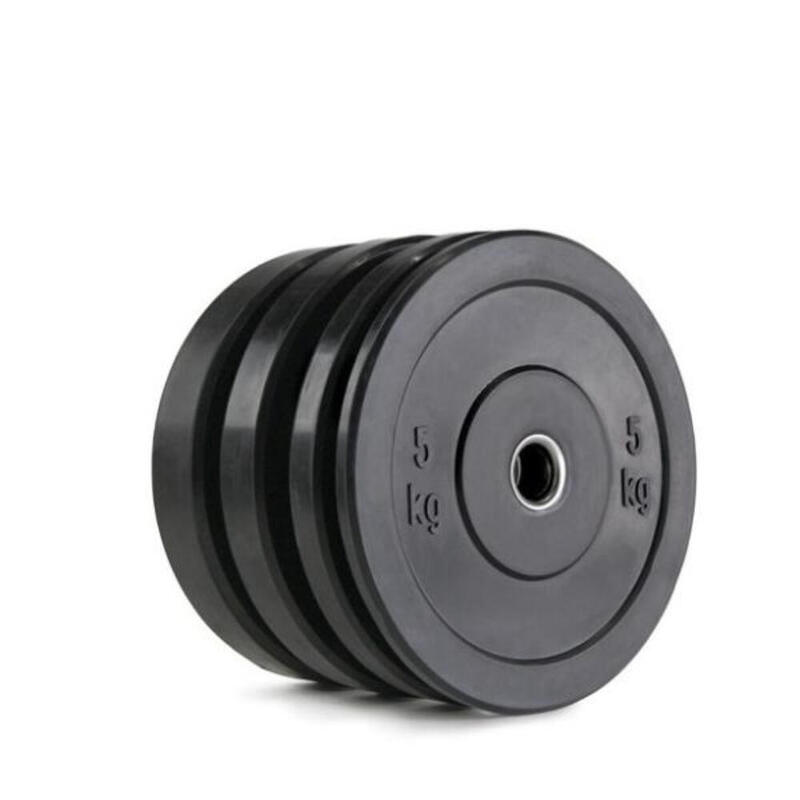 Disco Olímpico Bumper 5 Kg 50mm Musculación Fitness Negro