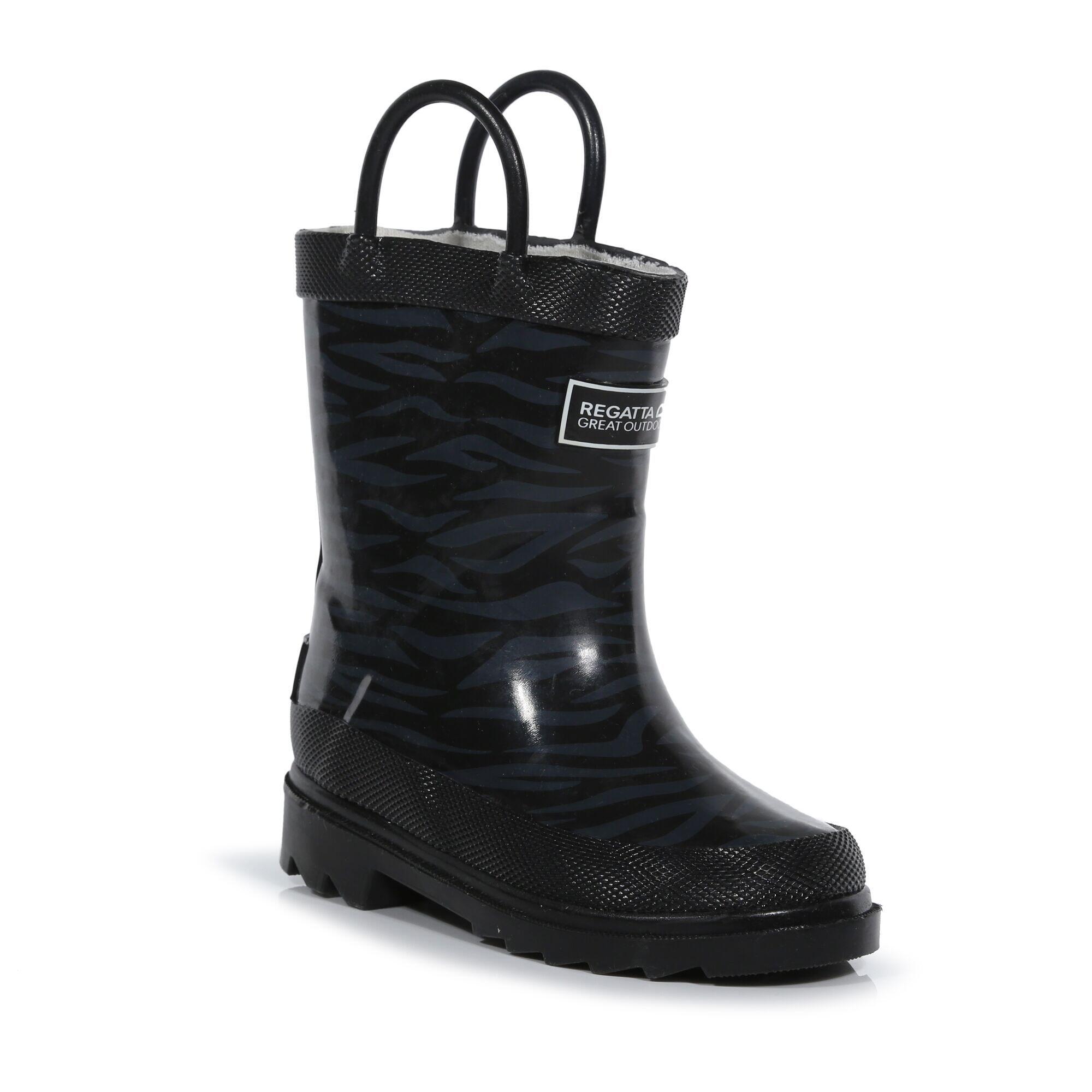 REGATTA Great Outdoors Childrens/Kids Minnow Patterned Wellington Boots (Black)